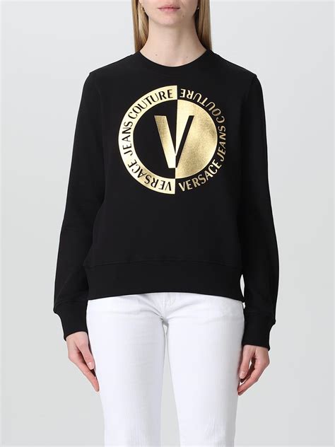 Versace Jeans Couture maglia nera donna in misto viscosa logo .